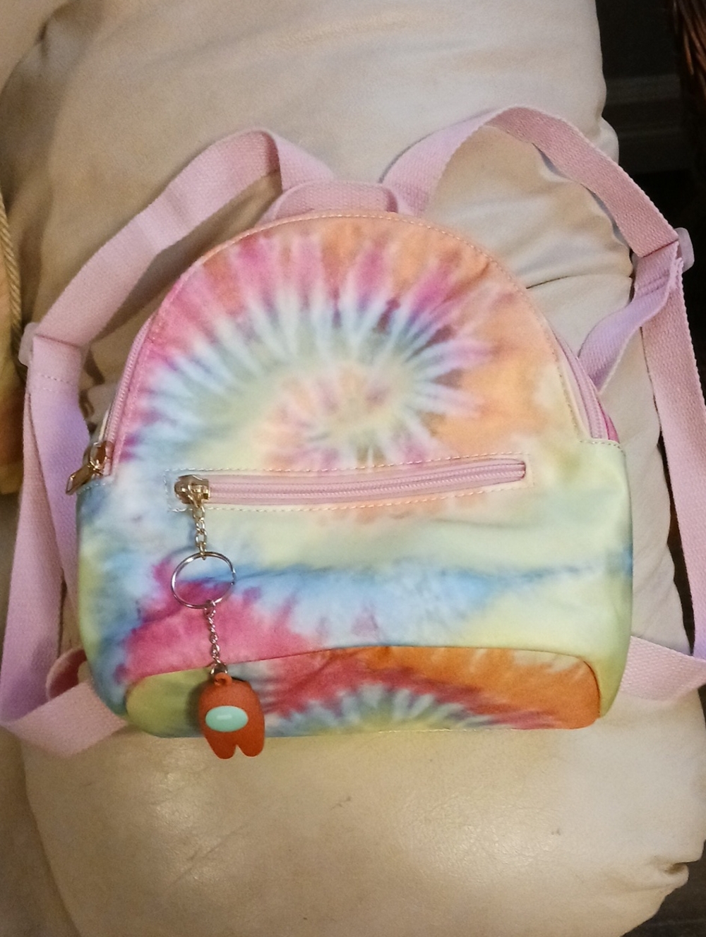Pastel Tie-Dye Kids Mini Backpack with Pink Straps